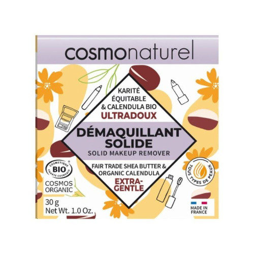 COSMO NATUREL - БИО ТВЪРДО БЛОКЧЕ ЗА ИЗКЛЮЧИТЕЛНО НЕЖНО ПРЕМАХВАНЕ НА ГРИМ - 30 г