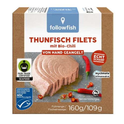 FOLLOW FOOD - ФИЛЕ ОТ РИБА ТОН С БИО ЧИЛИ MSC FAIR TRADE - 160 г