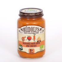 Rudolfs - Био зеленчуково пюре с паста и пилешко месо, 8+ месеца, 190 g