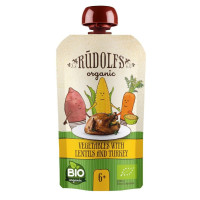 Rudolfs - Био детско смути със зеленчуци с леща и пуешко, 6+ месеца, 110 g