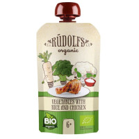 Rudolfs - Био детско смути със зеленчуци, ориз и пиле, 6+ месеца - 110 g