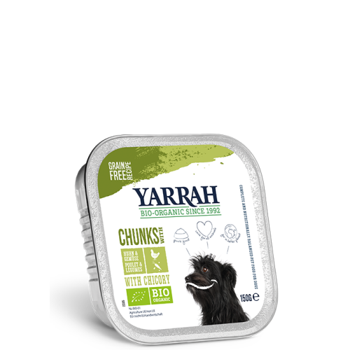 YARRAH - БИО КУЧЕШКА ХРАНА ХАПКИ ПИЛЕШКО И ЗЕЛЕНЧУЦИ БЕЗ ЗЪРНО - 150 г