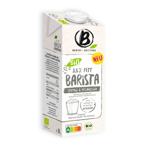 BERIEF FOOD - БИО ВЕГАН НАПИТКА С ЕКСТРА ПЯНА БАРИСТА 3.8% - 1 л